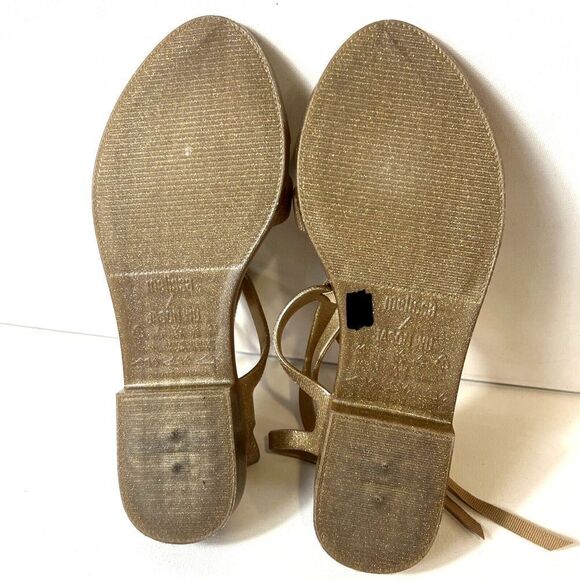 Melissa Jason Wu Womens Sz 7 Summer Sandals Glitter Bronze Tie Up Open Toe Vegan - Picture 13 of 13
